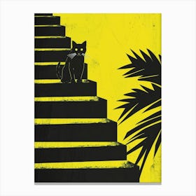 Cat On Stairs 1 Canvas Print
