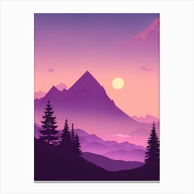 Misty Mountains Vertical Composition In Purple Tone 2 Canvas Print