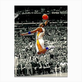 Kobe Bryant Of The Los Angeles Lakers Goes For A Dunk Against The Detroit Pistons Canvas Print