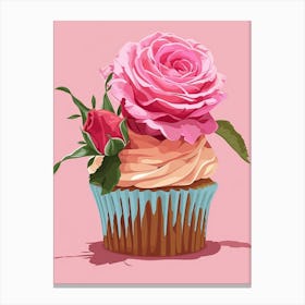 English Roses Painting Rose In A Cupcake 3 Canvas Print