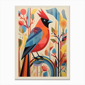 Colourful Scandi Bird Cardinal 4 Canvas Print