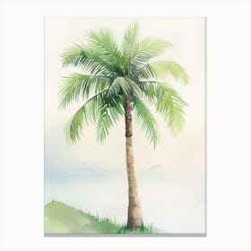 Palm Tree Atmospheric Watercolour Painting 4 Canvas Print
