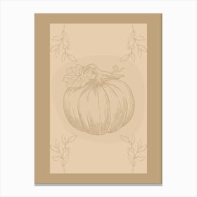 Pumpkin On A Beige Background Canvas Print
