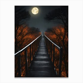 Full Moon Over A Bridge Canvas Print