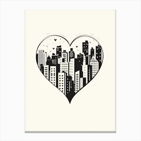 Simple City Skyline Linework Heart 2 Canvas Print