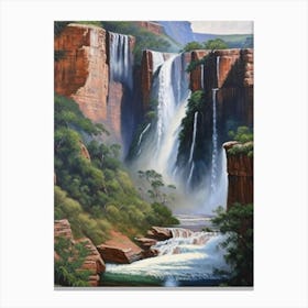 Blyde River Canyon Waterfalls, South Africa Peaceful Oil Art  Canvas Print