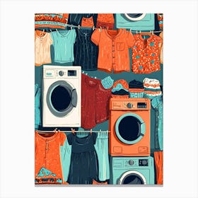 Seamless Pattern For Laundry Room Canvas Print