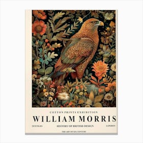 Bird art, William Morris print, Eagle wall art, Floral botanical poster, Mid century print , art wall Canvas Print