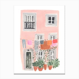 Portugal Pink House Canvas Print