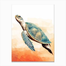 Geometric Blue And Orange Turtle Canvas Print