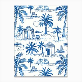 Blue And White Palms Canvas Print