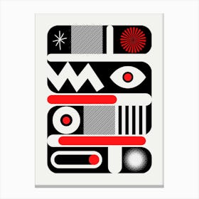 Red Mono Geometrical Canvas Print