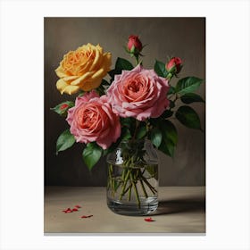 Roses In A Vase 4 Canvas Print