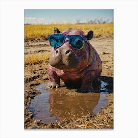 Hippo With Sunglasses Canvas Print