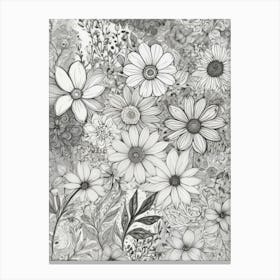 Black And White Flowers 6 Canvas Print