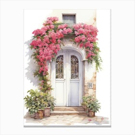 Antibes, France   Mediterranean Doors Watercolour Painting 4 Canvas Print
