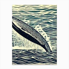 Humpback Whale Linocut Canvas Print