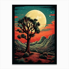  Retro Illustration Of A Joshua Tree At Night In Grand 4 Canvas Print