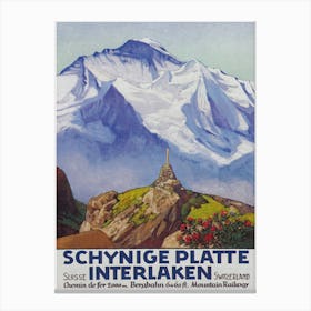 Schnige Plateau Interlaken, Switzerland Vintage Travel Poster Canvas Print