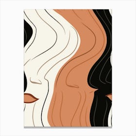 Swirl Line Abstract Face Illustration Copper Canvas Print