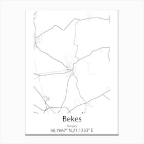 Bekes,Hungary Minimalist Map Canvas Print