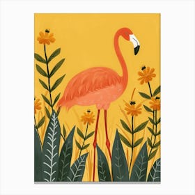 Andean Flamingo And Ginger Plants Minimalist Illustration 2 Canvas Print