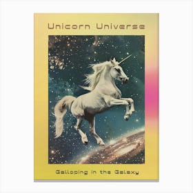 Unicorn Galloping In Space Galaxy Collage Poster Canvas Print