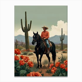 Cowboy In The Desert 24 Canvas Print