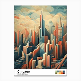 Chicago, Usa, Geometric Illustration 3 Poster Canvas Print