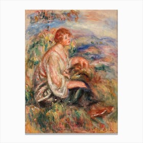 Woman In Tulle Blouse And Black Skirt (1917), Pierre Auguste Renoir Canvas Print