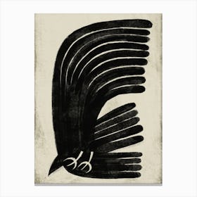 Black Eagle Bird On Neutral Canvas Print