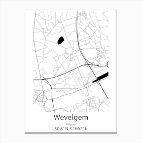 Wevelgem,Belgium Minimalist Map Canvas Print