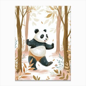 Giant Panda Dancing In The Woods Storybook Illustration 3 Canvas Print