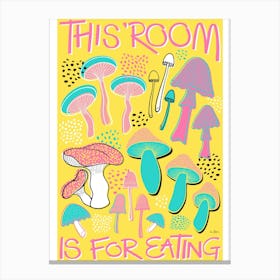 Mushroom Kitchen Art Print Yellow Canvas Print