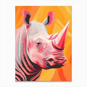 Wavy Lines Pink & Orange Dotty Rhino 5 Canvas Print