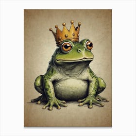 Frog With Crown 5 Canvas Print