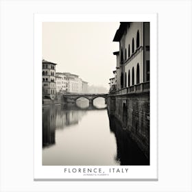 Poster Of Florence, Italy, Black And White Analogue Photograph 2 Canvas Print