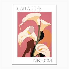 Calla Lilies In Bloom Flowers Bold Illustration 3 Canvas Print