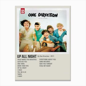 Up All Night By One Direction 2011 Poster 1 Canvas Print