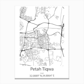 Petah Tiqwa,Israel Minimalist Map Canvas Print