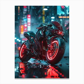 Motorcycle In The Rain Canvas Print