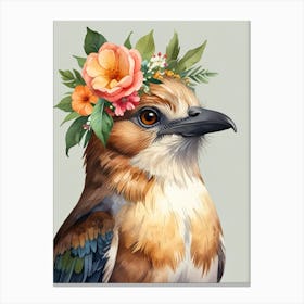 Bird With Flowers 2 Canvas Print