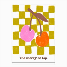Cherry On Top Risograph Canvas Print