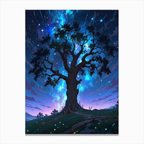 Tree In The Night Sky 2 Canvas Print