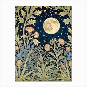 Thistle And Moon Style William Morris Canvas Print