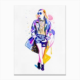 Fashion Girl Watercolor Illustration Canvas Print