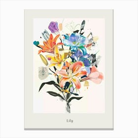 Lily 4 Collage Flower Bouquet Poster Canvas Print