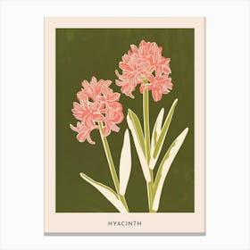 Pink & Green Hyacinth 1 Flower Poster Canvas Print