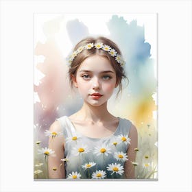 Blossom of Innocence: A Girl With Daisies Canvas Print