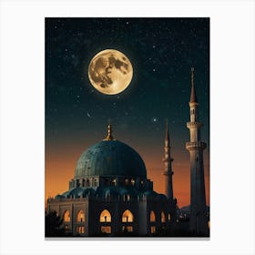 Muslim Mosque At Night Canvas Print